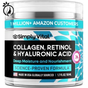 SimplyVital Collagen, Retinol & Hyaluronic Acid Cream - Anti-Aging Face Moisturizer for Face, Firming Skin Care Neck & D?collet? - Made in USA, Daily Moisturizer Face Cream Day & Night - 1.7 fl.oz.