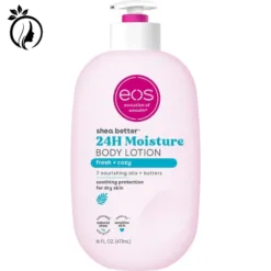 eos Shea Better Body Lotion- Fresh & Cozy, 24-Hour Moisture Skin Care, Lightweight & Non-Greasy, Made with Natural Shea, Vegan, 16 Fl Oz (Pack of 1)