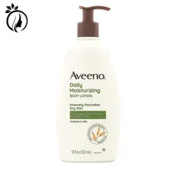 Aveeno Daily Moisturizing Body Lotion, Body Lotion for Dry Skin with Prebiotic Oat, Paraben Free, Fragrance Free, Non-Greasy, Non-Comedogenic Moisturizer, 18 FL OZ