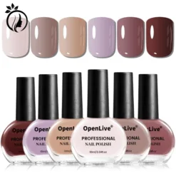 10ml Nude Pink Nail Polish Set 6 Colors Brown Red Purple All Seasons Neutral Color Quick Dry Nail Polish Set for Women Salon DIY Nail Art
