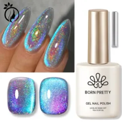 Born Pretty 9D Cat Magnetic Eye Gel Nail Polish Holographic Rainbow Gel Polish Blue Purple Soak Off U V LED Gel Polish Nail Art Design Manicure Salon DIY Home 15ML