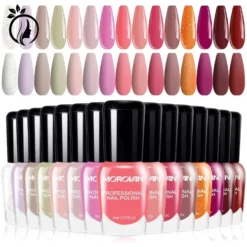 Morovan Fingernail Nail Polish Set: Hot Pink Nail Polish Kit Air Quick Dry Regular Finger Nail Polish Pack for Women Gift Holiday