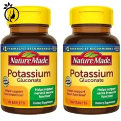 Nature Made Potassium Gluconate 550 mg, Dietary Supplement for Heart Health Support, 100 Tablets, 100 Day Supply (Pack of 2)