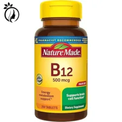 Nature Made Vitamin B12 500 mcg, Dietary Supplement for Energy Metabolism Support, 200 Tablets, 200 Day Supply