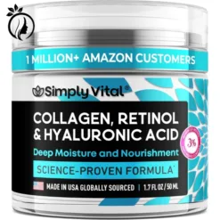SimplyVital Collagen, Retinol & Hyaluronic Acid Cream - Anti-Aging Face Moisturizer for Face, Firming Skin Care Neck & D?collet? - Made in USA, Daily Moisturizer Face Cream Day & Night - 1.7 fl.oz.